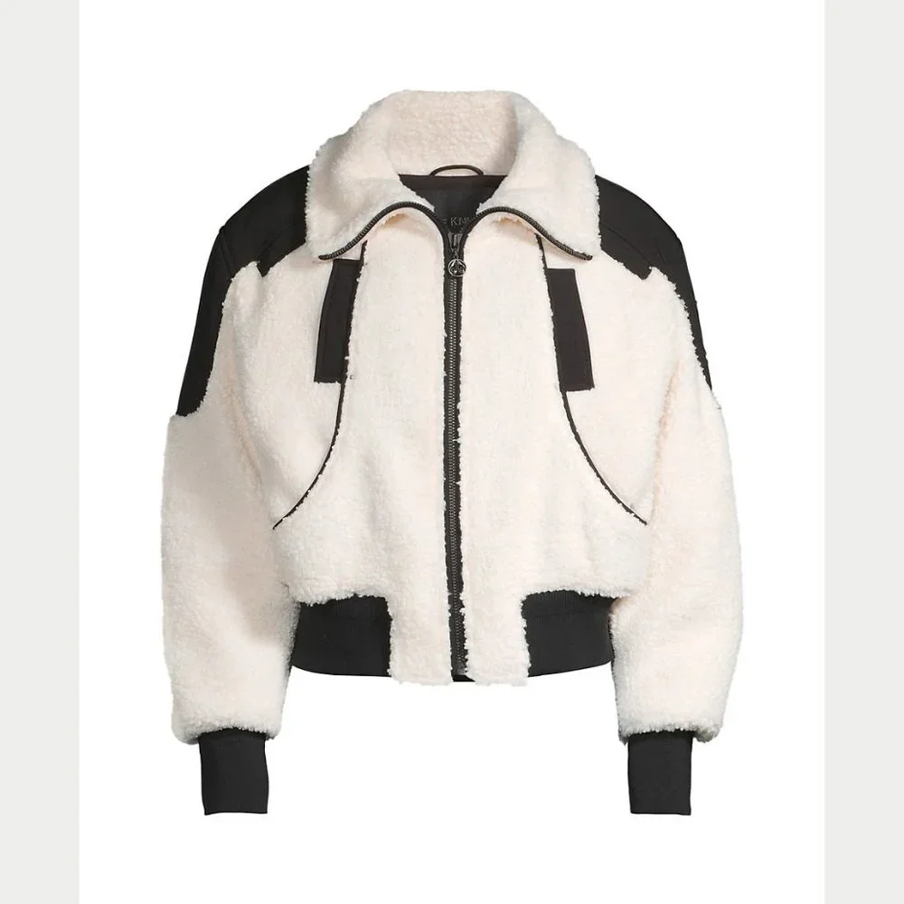 NEW Moose Knuckles Size Small Women's Sherpa Nellis Cropped Bomber - Ivory - Picture 1 of 6